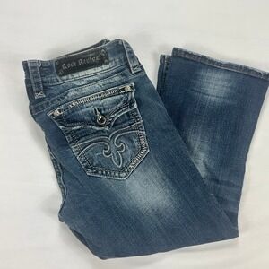 Rock Revival Celine Capri Jeans Women's Size 31 Distressed Flap‎ Pocket Denim